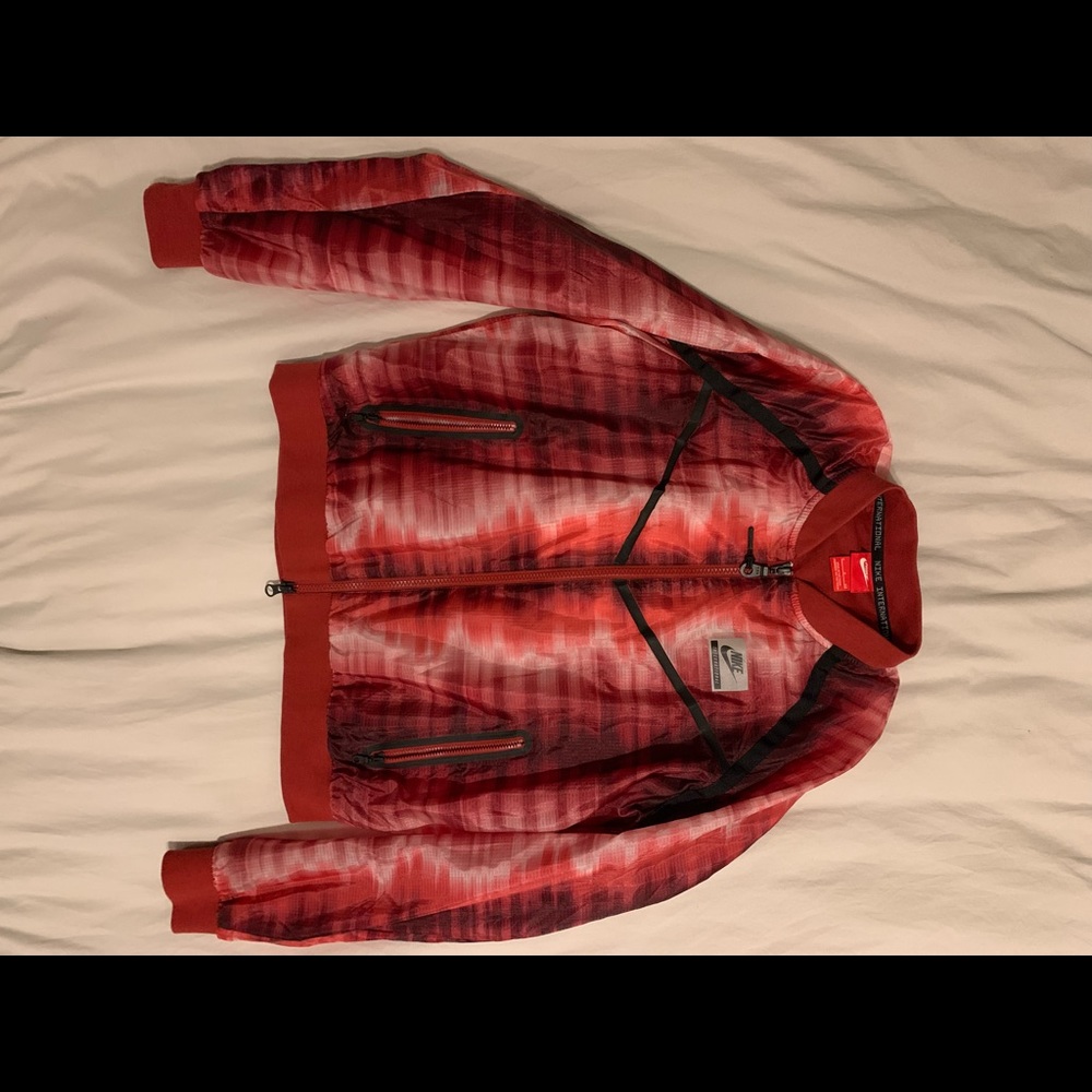 Red Nike bomber jacket